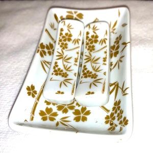 Set of 2 chopstick rest and dipping dish